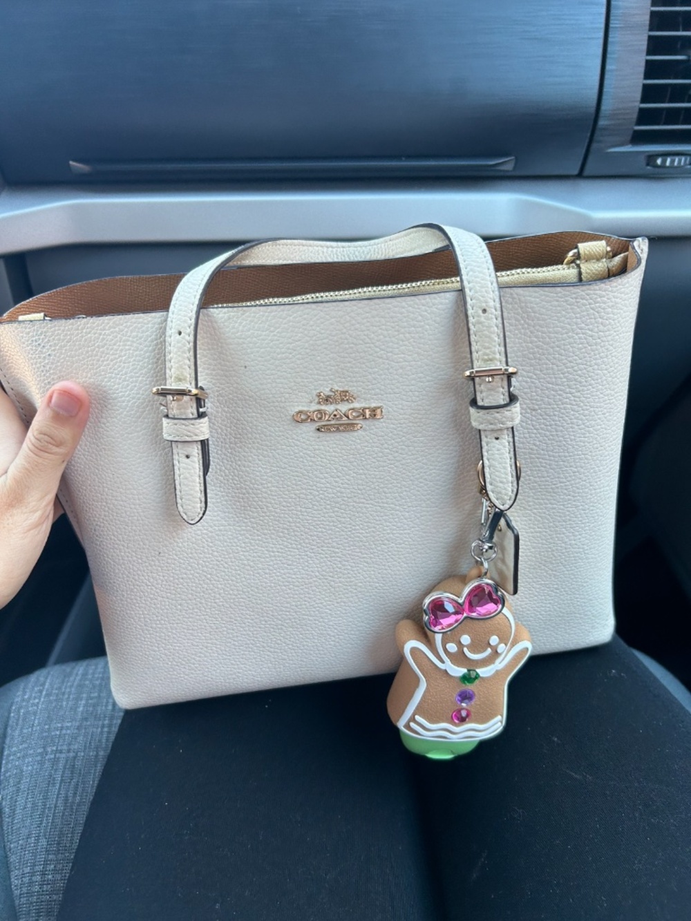NWOT Coach Mollie Tote 25 in Chalk/Gold